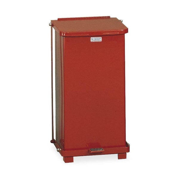 6.50 gal Rectangular Defenders Steel Step Cans, Red, Steel; Plastic